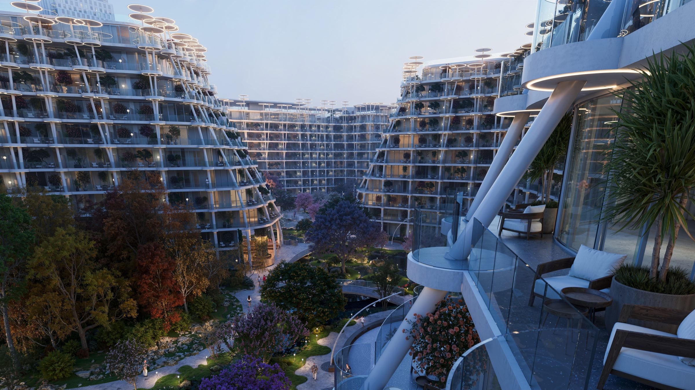 Impressie van Sakura Gardens, appartementen van HRE Development in Falcon City of Wonders, Dubai