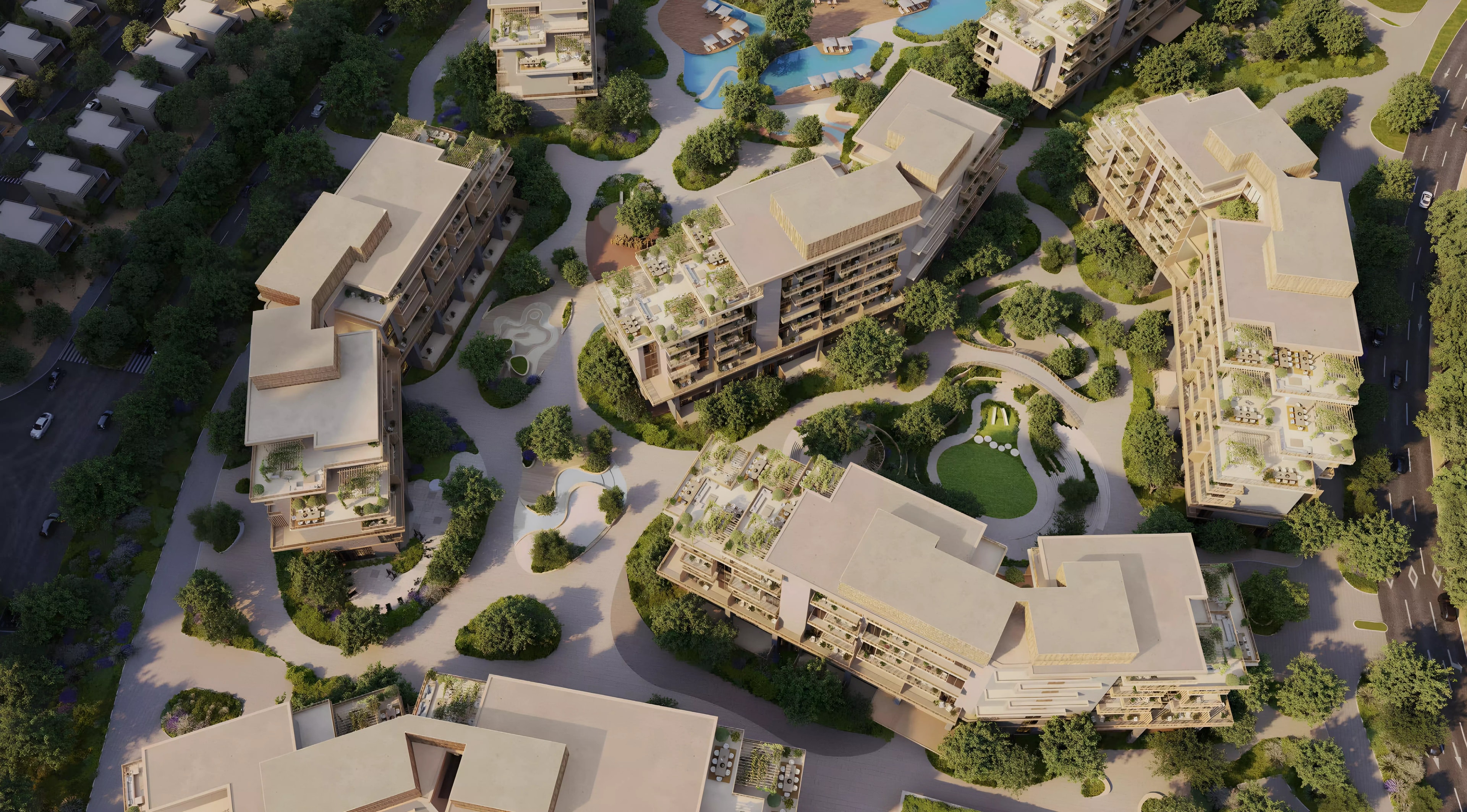 Impressie van Arancia Yards 2, appartementen van Beyond in City of Arabia, Dubai