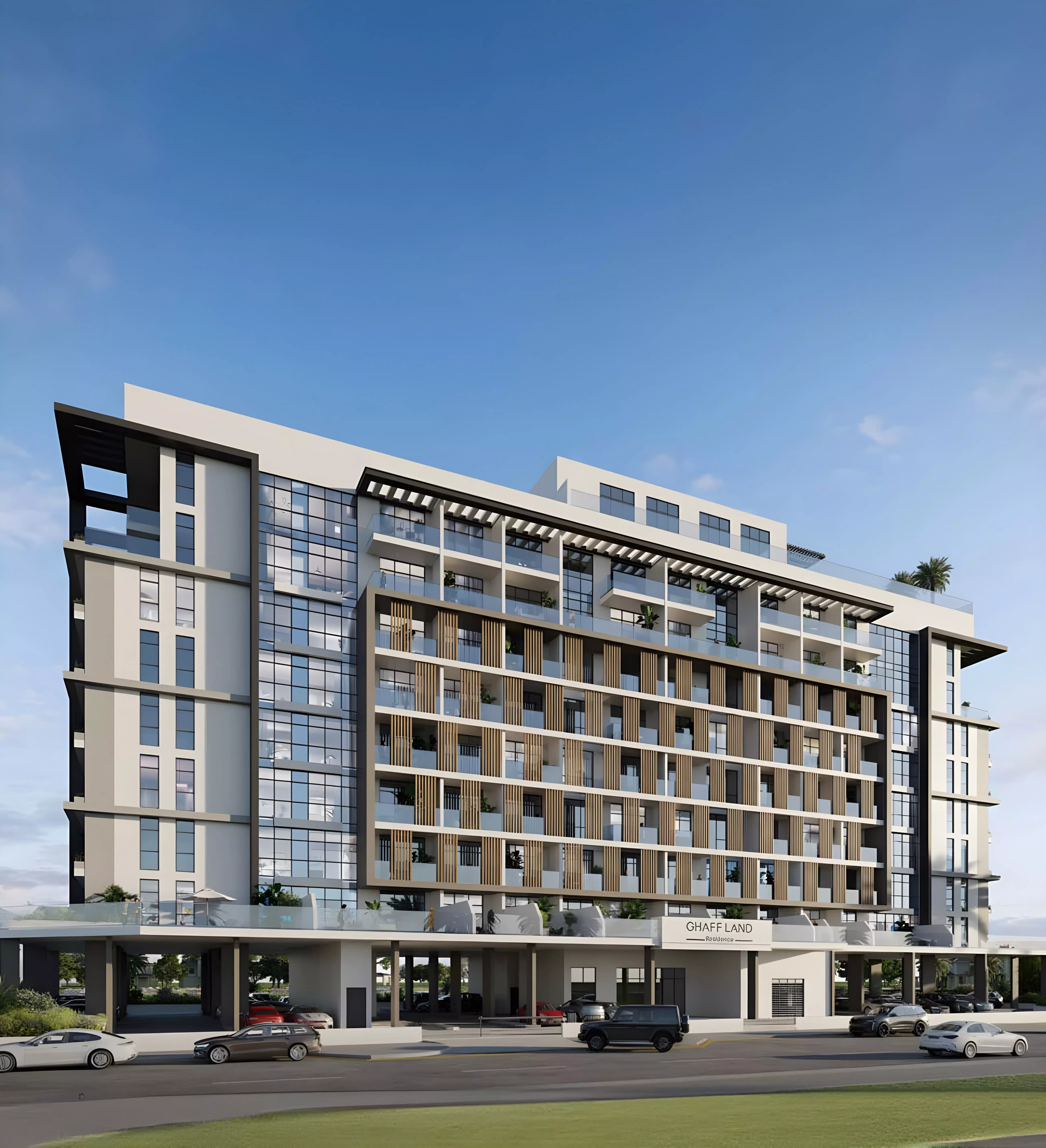 Impressie van Ghaff Land Residence, woningen van Arabian Gulf Properties in Dubai Studio City, Dubai