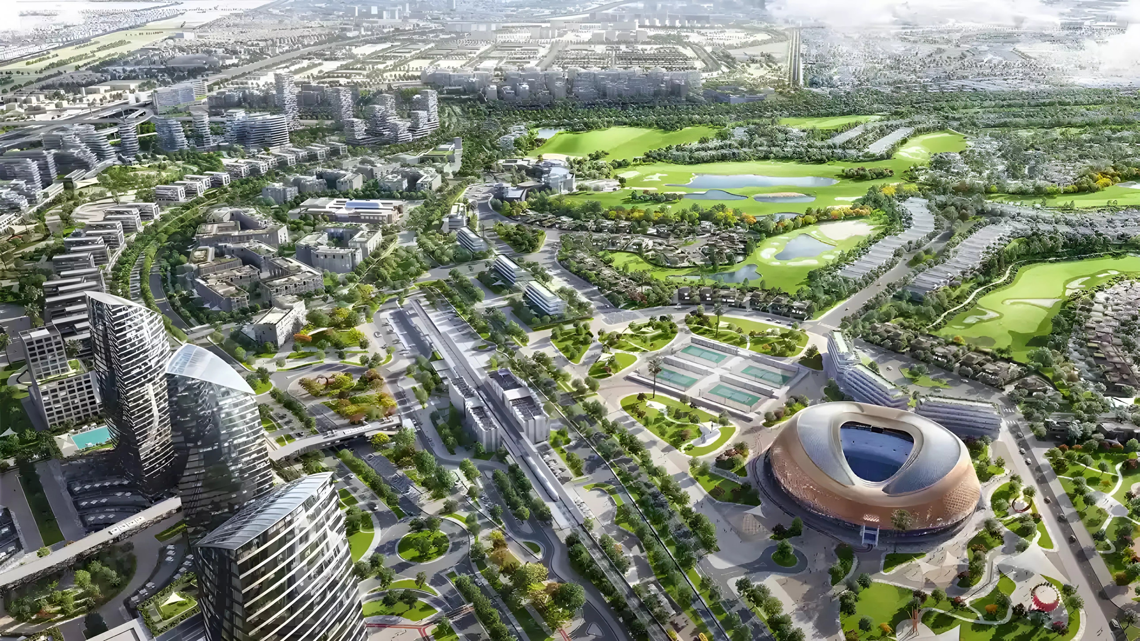 Impressie van Ashwood Estates, villa's van Wasl Properties in Jumeirah Golf Estates, Dubai