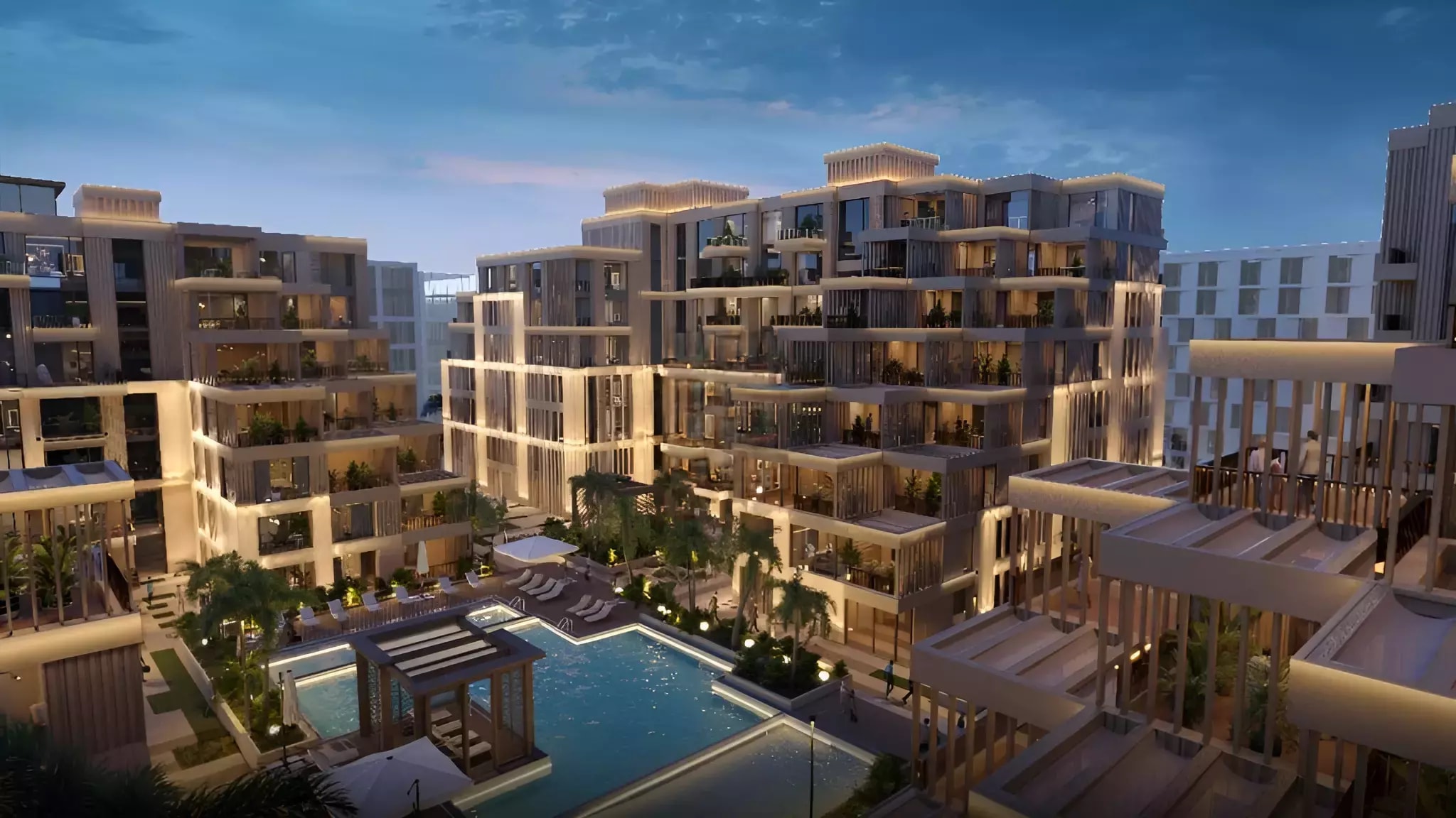 Impressie van Arisha Terraces, appartementen van QUBE Development in Dubai Studio City, Dubai