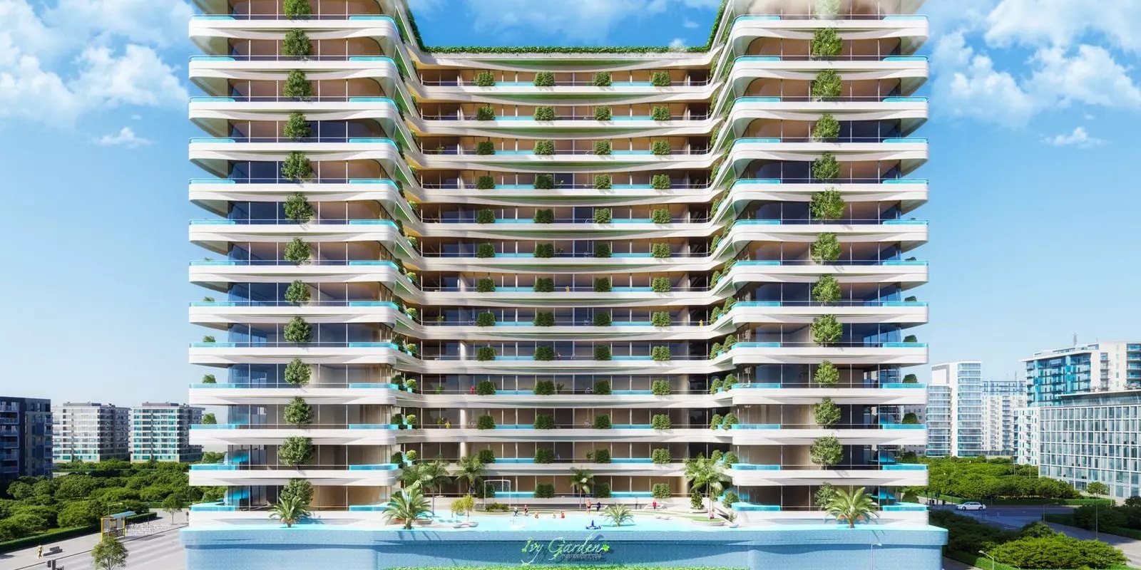 Impressie van Samana IVY Gardens, appartementen van Samana Developers in Dubai Land Residence Complex, Dubai