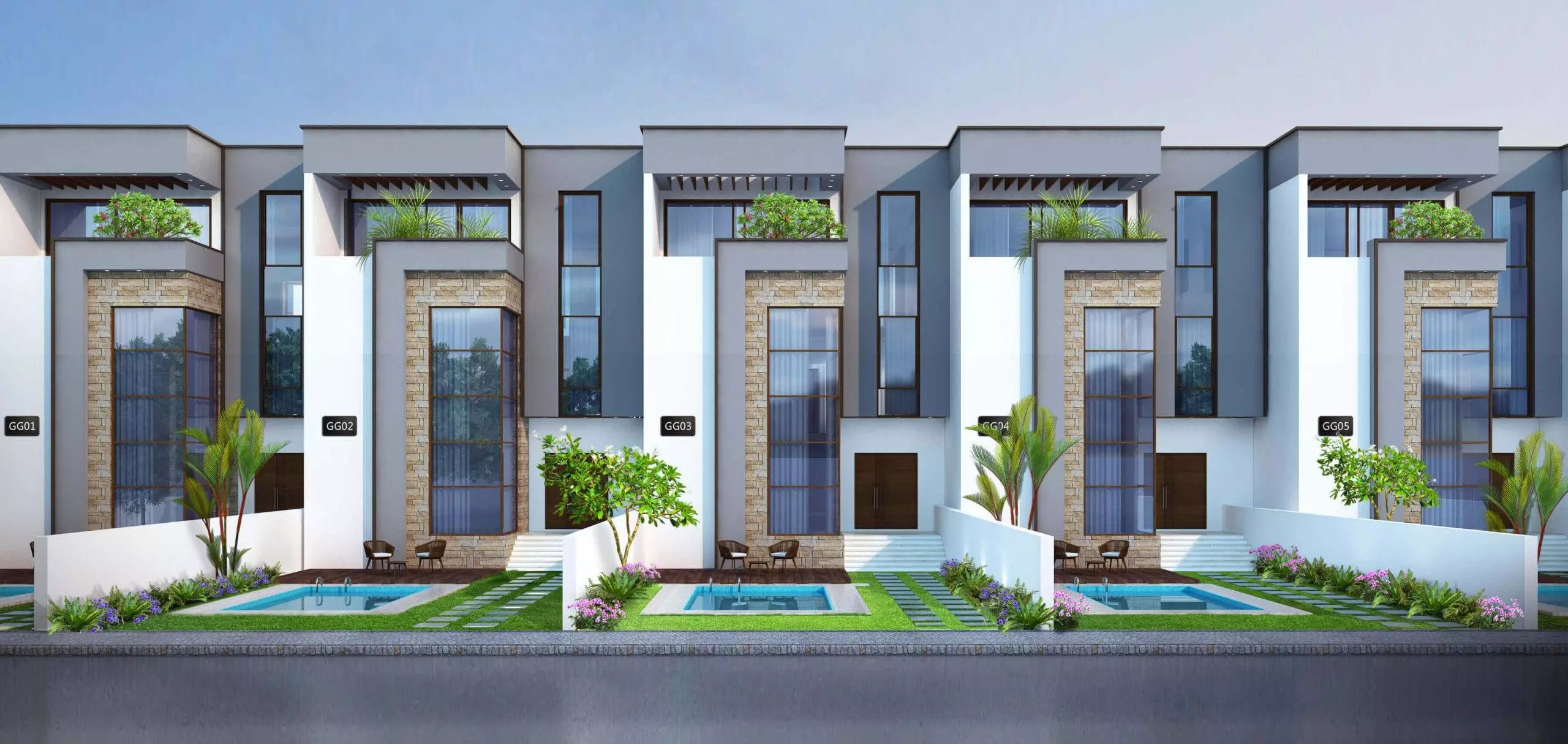 Impressie van Grand Glow, townhouses van Aizn Developers in Jumeirah Village Circle, Dubai