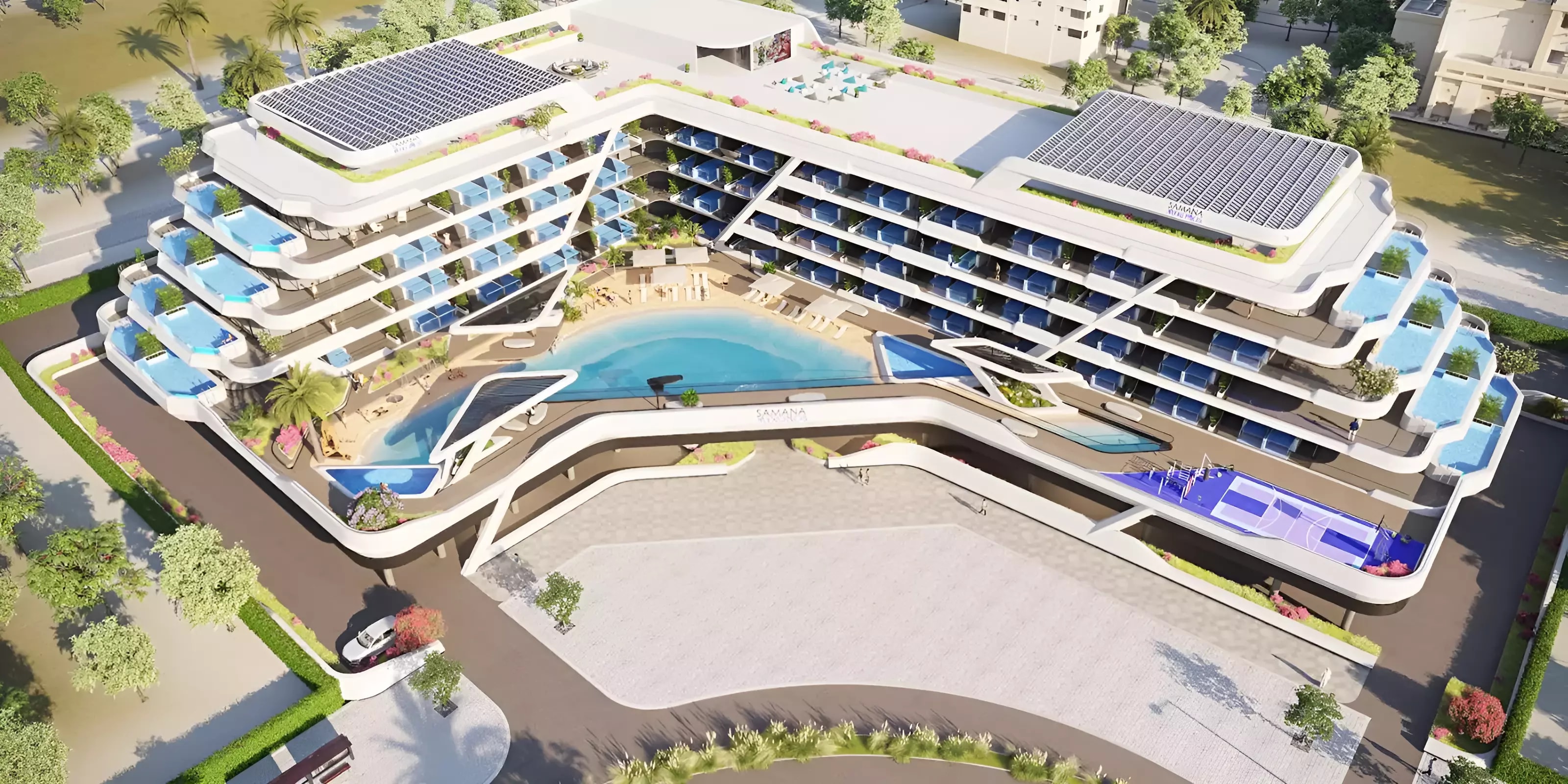 Impressie van Samana Mykonos, appartementen van Samana Developers in Dubai Studio City, Dubai