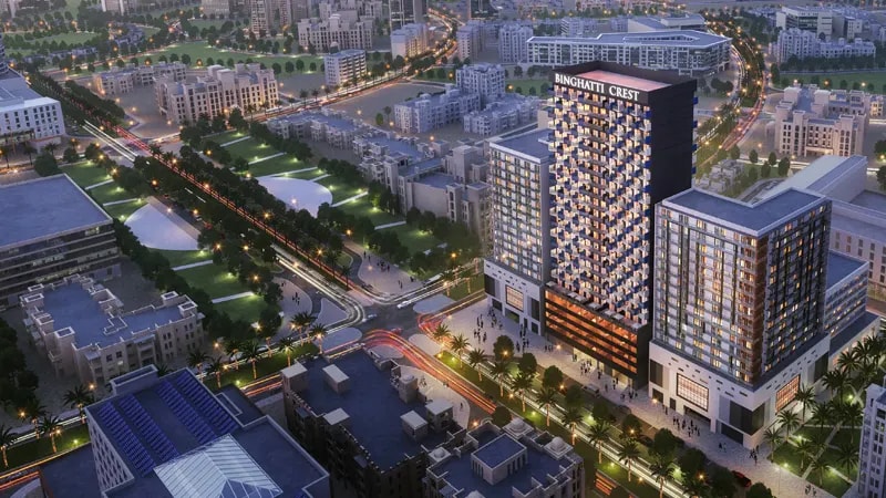 Impressie van Binghatti Crest, appartementen van Binghatti Developers in Jumeirah Village Circle, Dubai