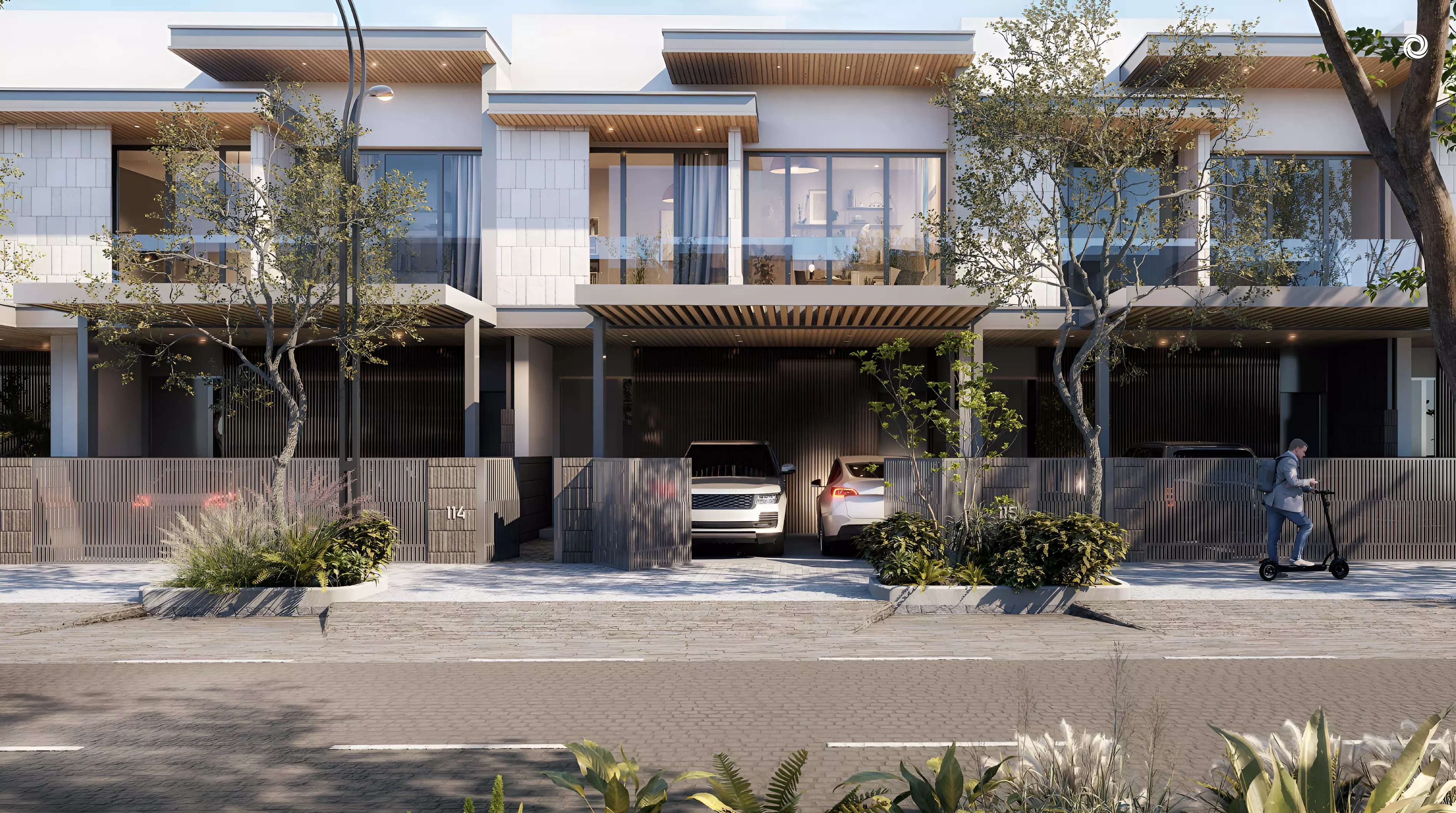 Impressie van Pinewood Village, villa's van Wasl Properties in Jumeirah Golf Estates, Dubai