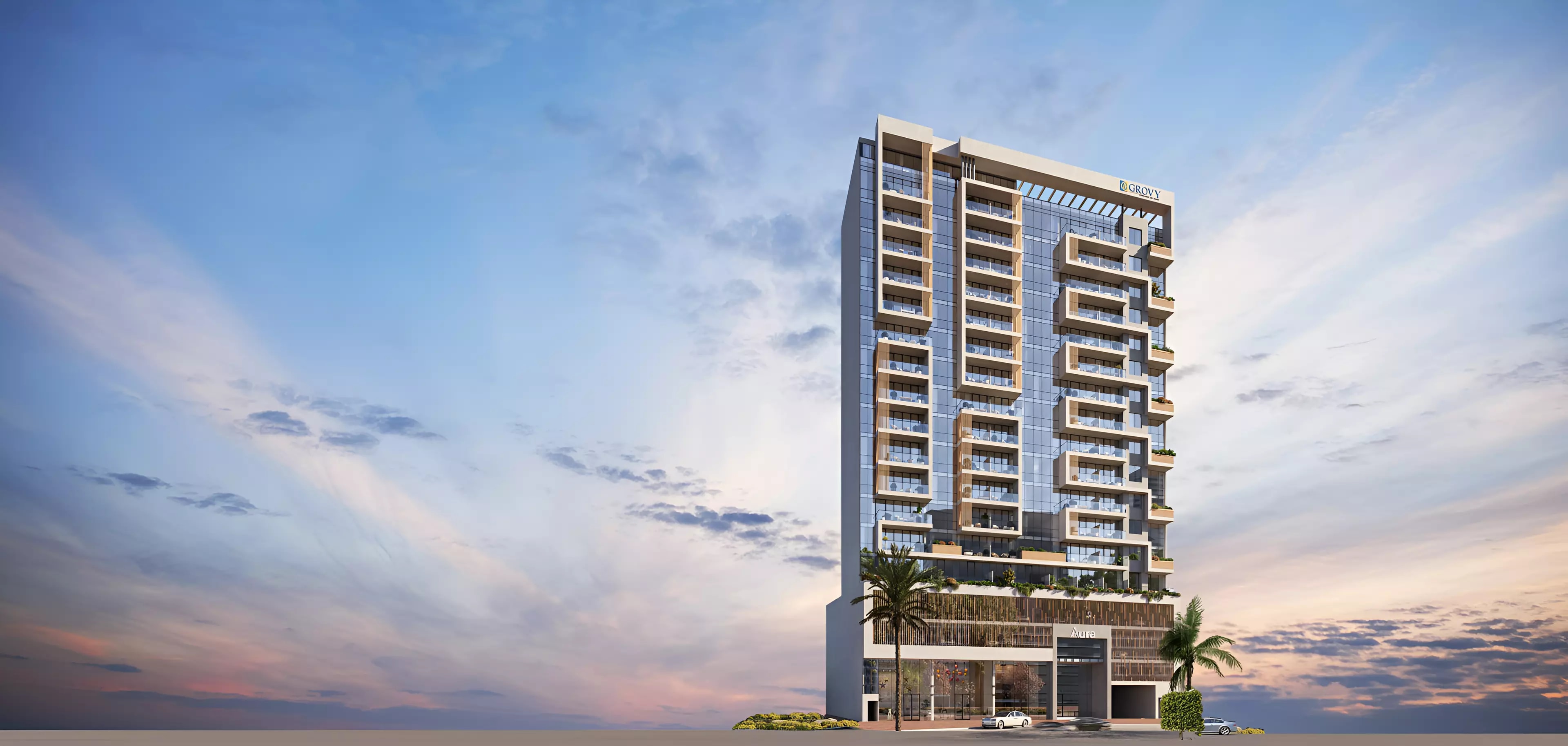 Impressie van Aura By Grovy, appartementen van Grovy Real Estate Developers in Jumeirah Village Circle, Dubai