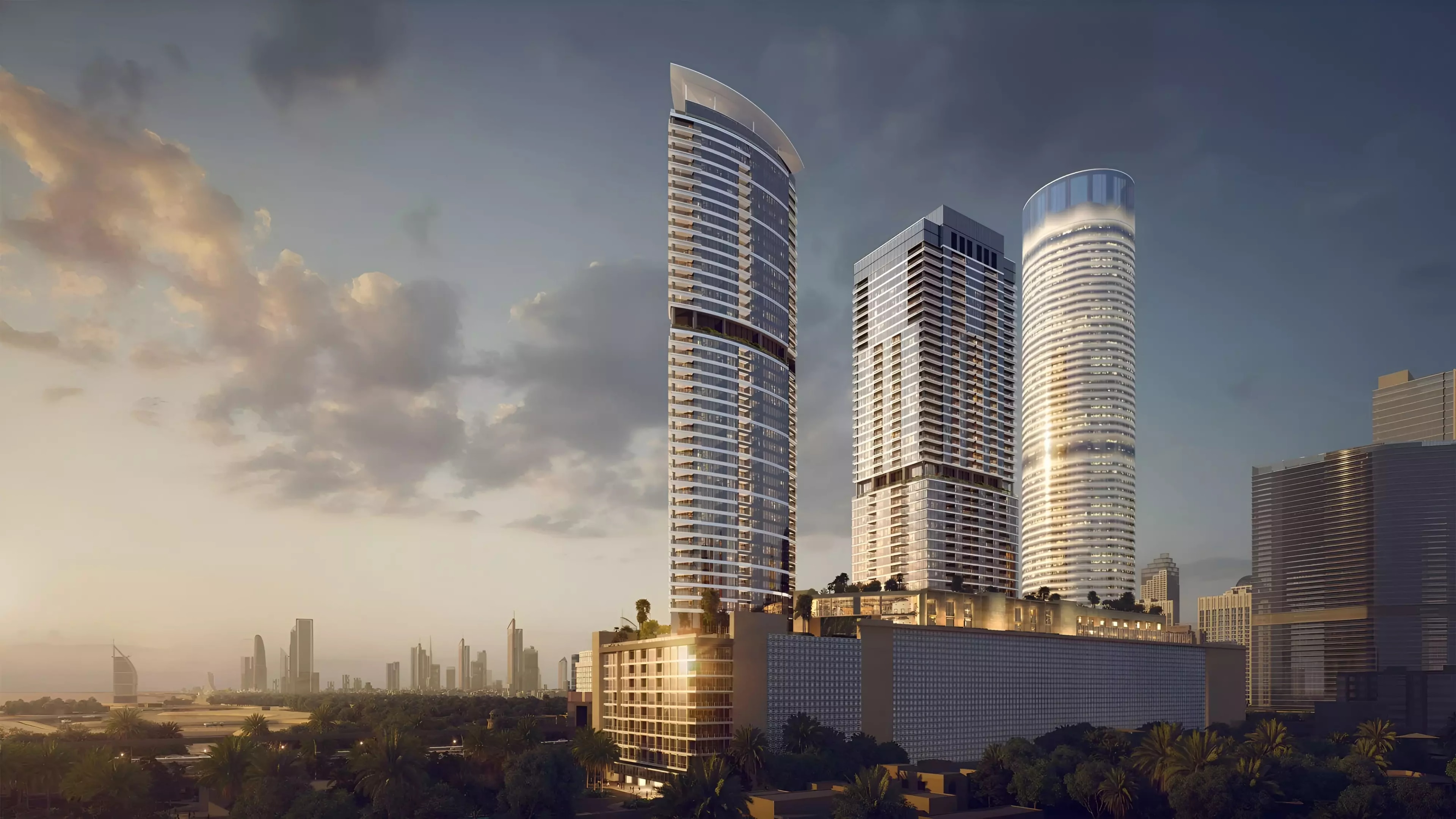 Impressie van Palm Beach Towers, woningen van Nakheel in Palm Jumeirah, Dubai