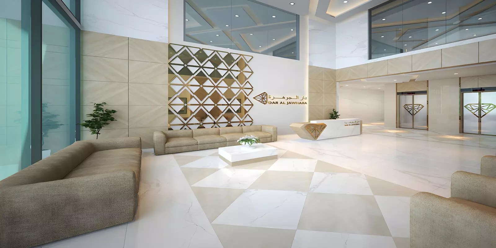 Impressie van Dar Al Jawhara, woningen van Realty One Development in Jumeirah Village Circle, Dubai