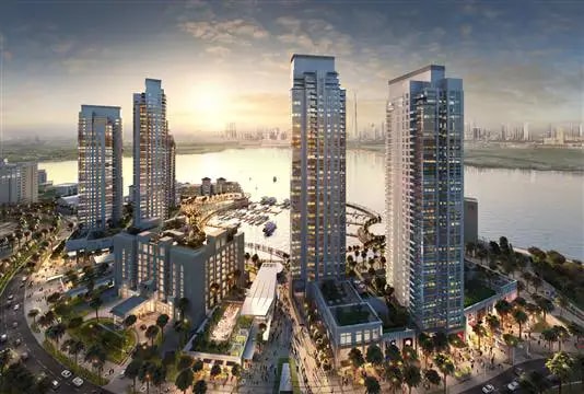 Impressie van Dubai Creek Residences, woningen van Emaar Properties in Dubai Creek Harbour (The Lagoons), Dubai