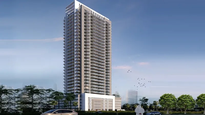 Impressie van Violet Tower at JVC, woningen van Dubai Investments in Jumeirah Village Circle, Dubai