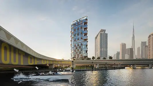 Impressie van HQ by Rove, woningen van IRTH Development in Business Bay, Dubai