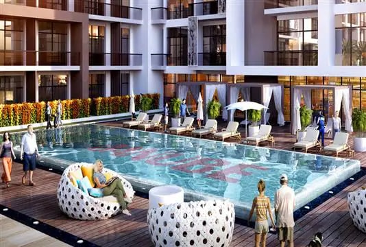 Impressie van Lawnz Apartments, woningen van Danube Properties in International City, Dubai