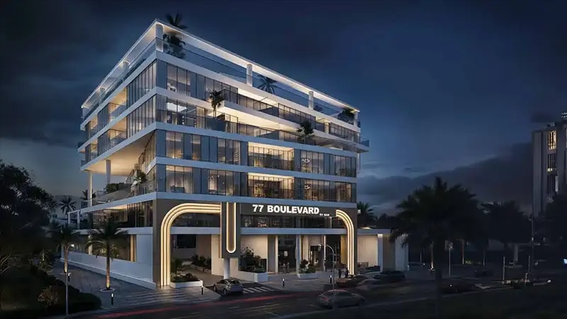 Impressie van 77 Boulevard at JVC, woningen van Bam Development in Jumeirah Village Circle, Dubai