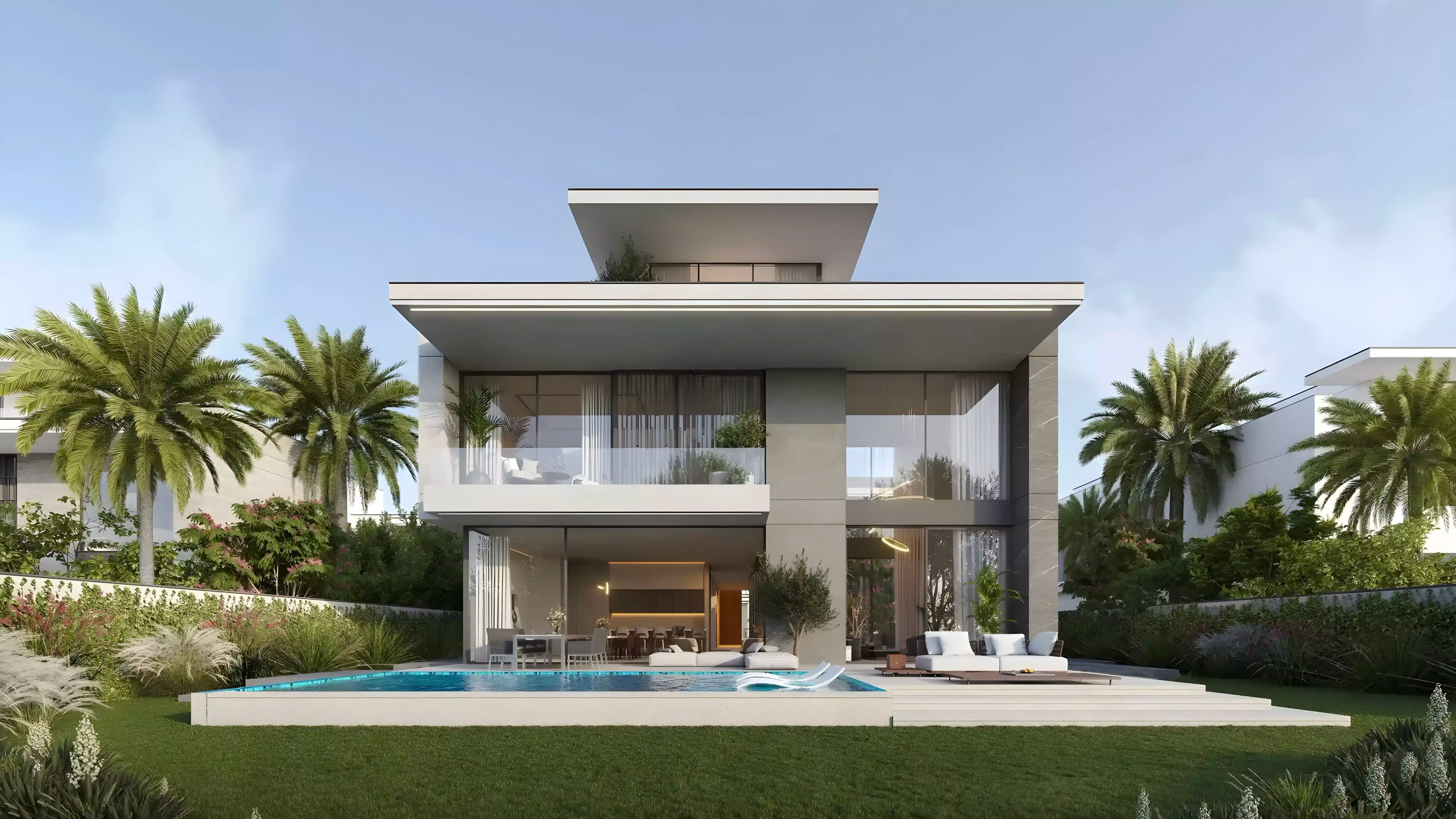 Impressie van Cedarwood Estates, villa's van Wasl Properties in Jumeirah Golf Estates, Dubai