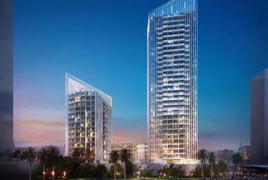 Impressie van Sparkle Towers, woningen van Tebyan Development in Dubai Marina, Dubai