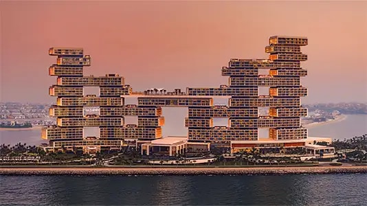 Impressie van The Royal Atlantis Residences, appartementen van Kerzner International in Palm Jumeirah, Dubai