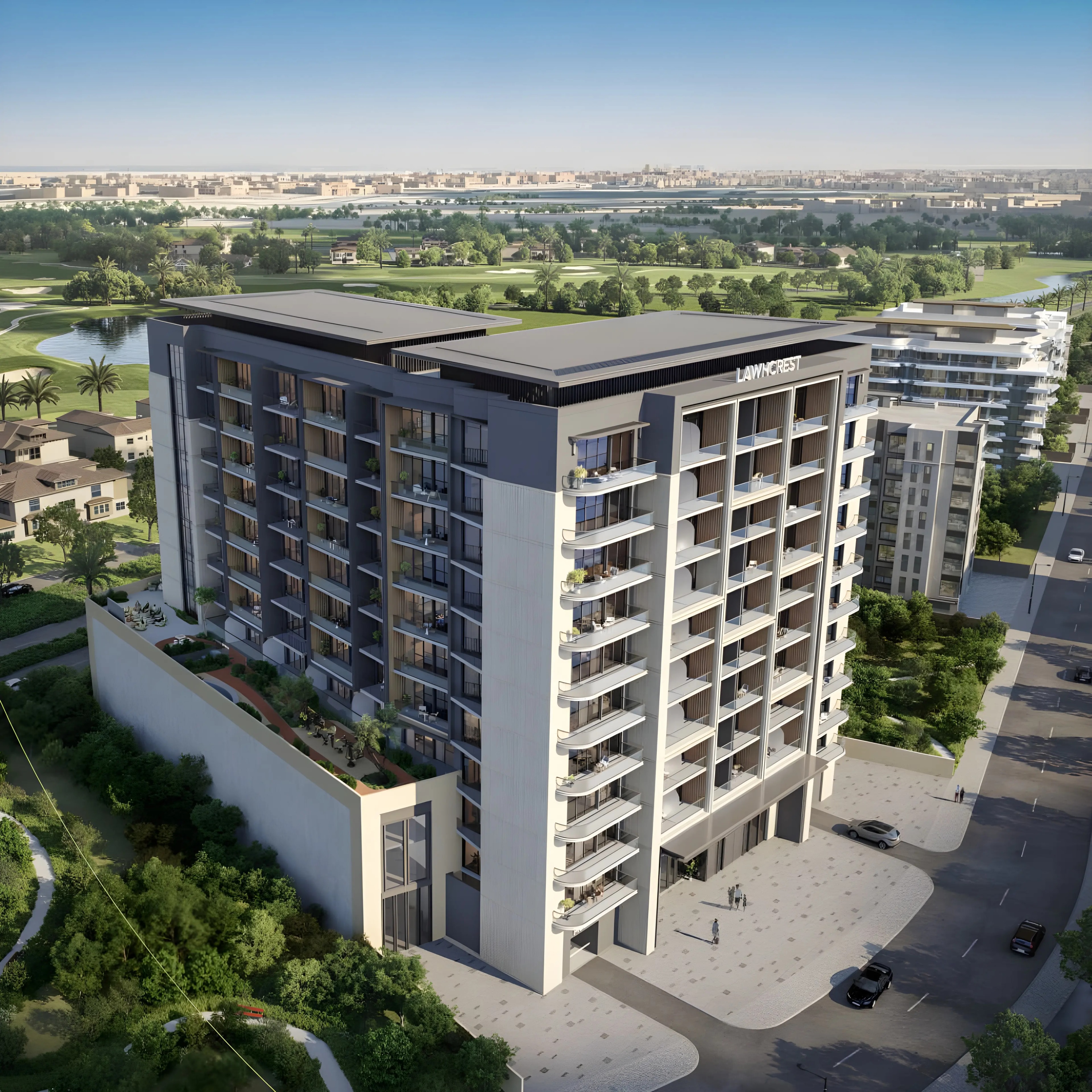 Impressie van Lawncrest, appartementen van Zimaya Properties in Dubai Production City (IMPZ), Dubai