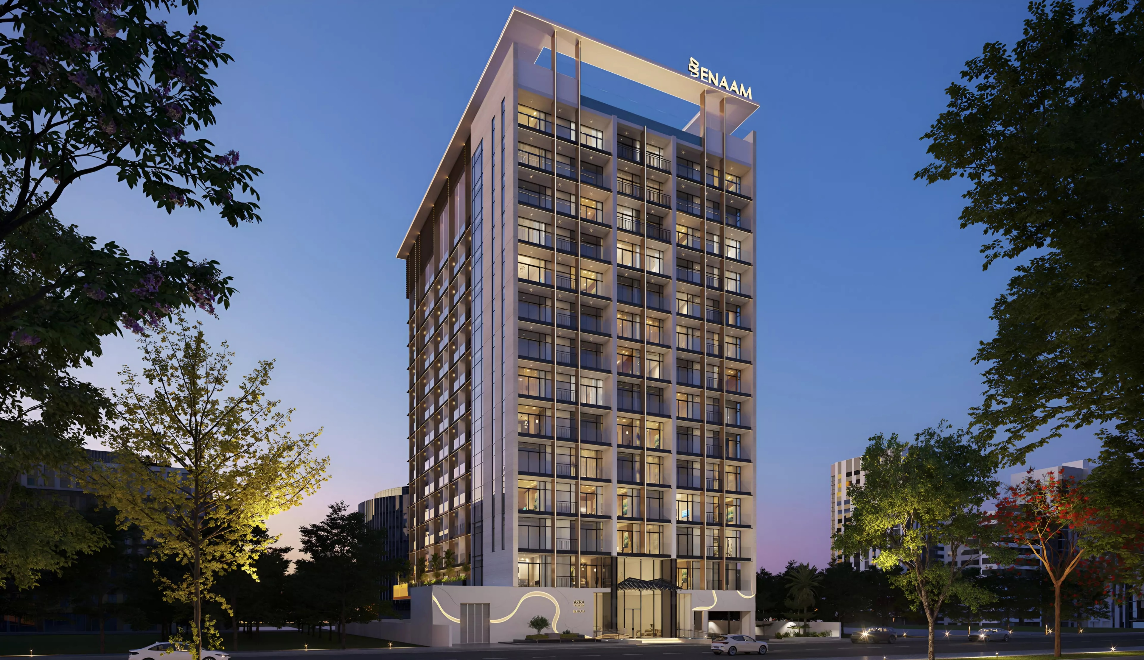 Impressie van Azra Residence, appartementen van Enaam Properties in Dubai Land Residence Complex, Dubai