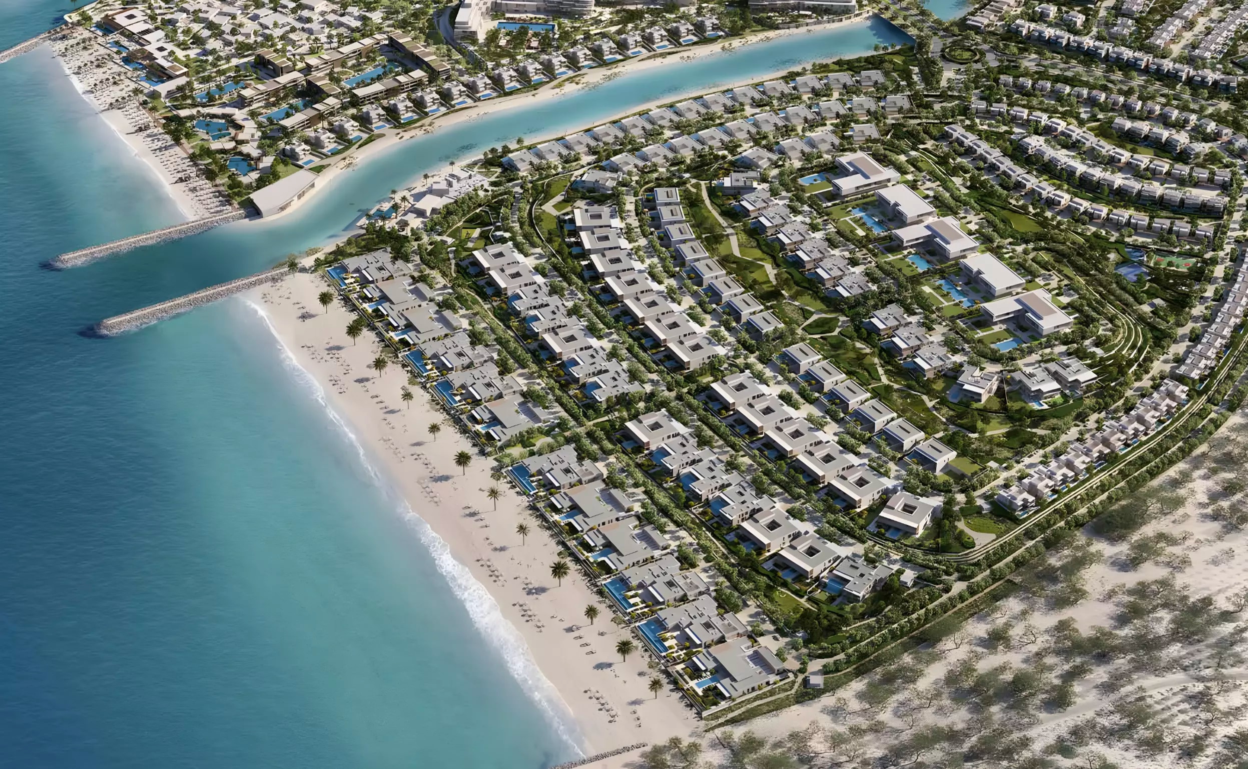 Impressie van Y Views at Bayn, woningen van ORA in Ghantoot, Abu Dhabi