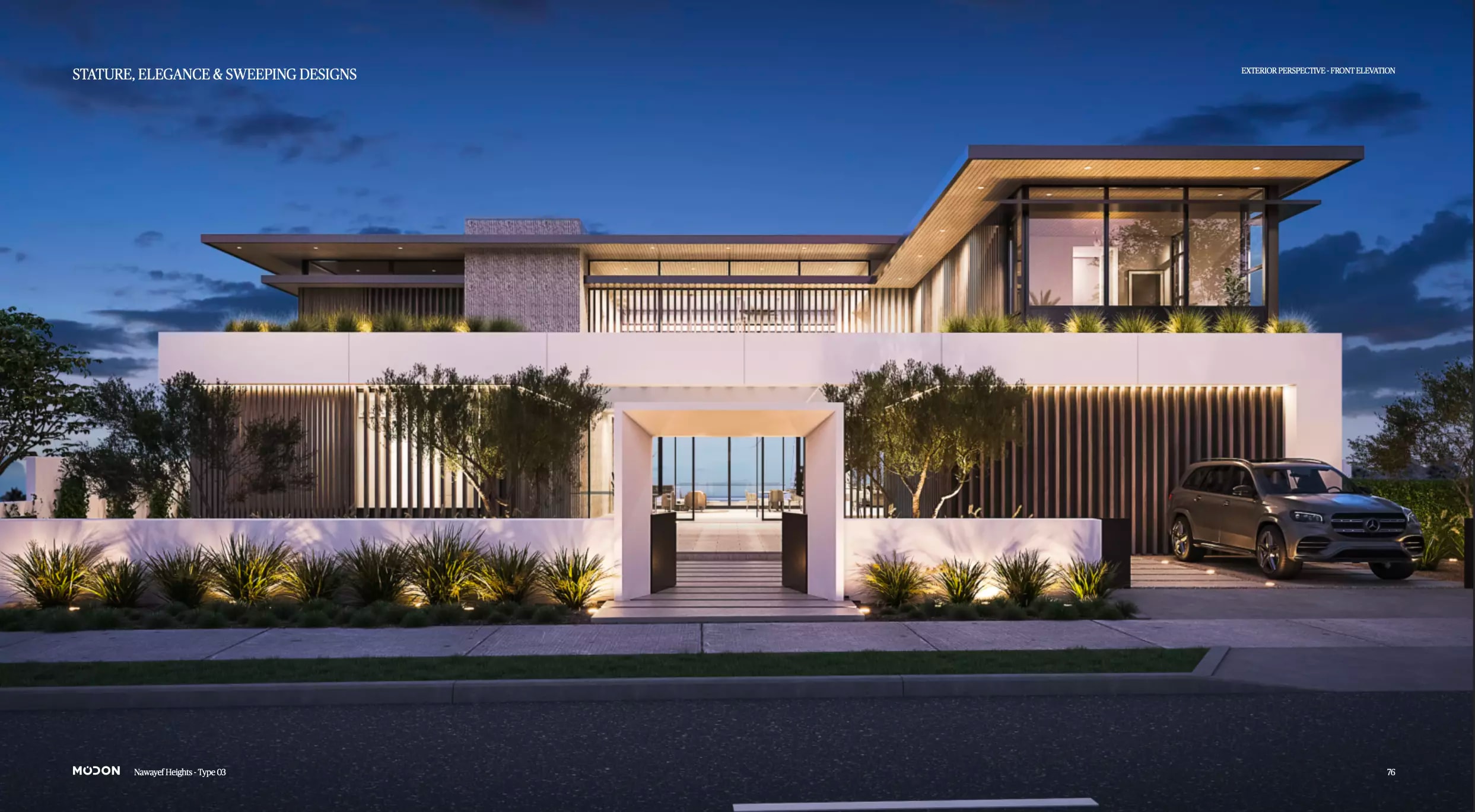 Impressie van Nawayef West Heights, woningen van Modon Properties in Al Hudayriat Island, Abu Dhabi