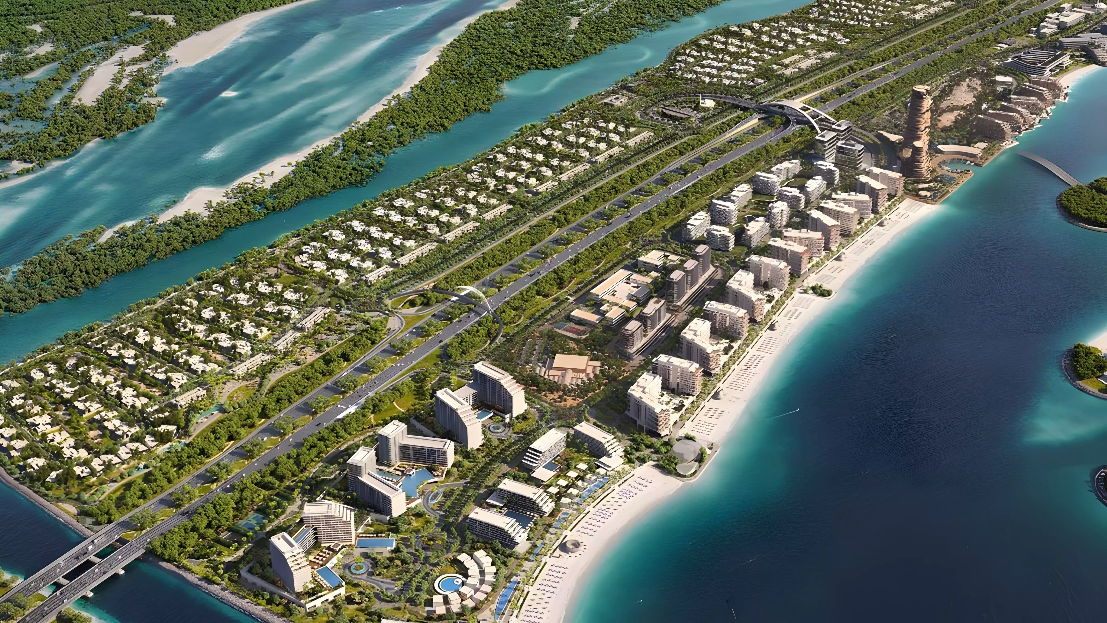 Impressie van Fahid Island, woningen van Aldar Properties in Abu Dhabi