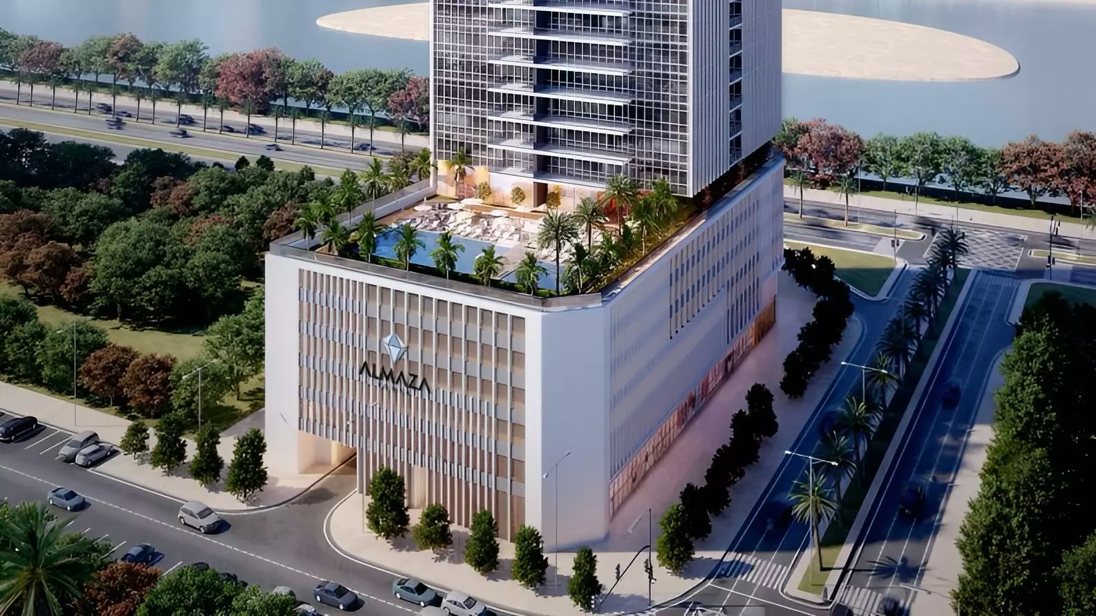Impressie van Almaza Tower, appartementen van Al Thuriah in Al Khan, Sharjah