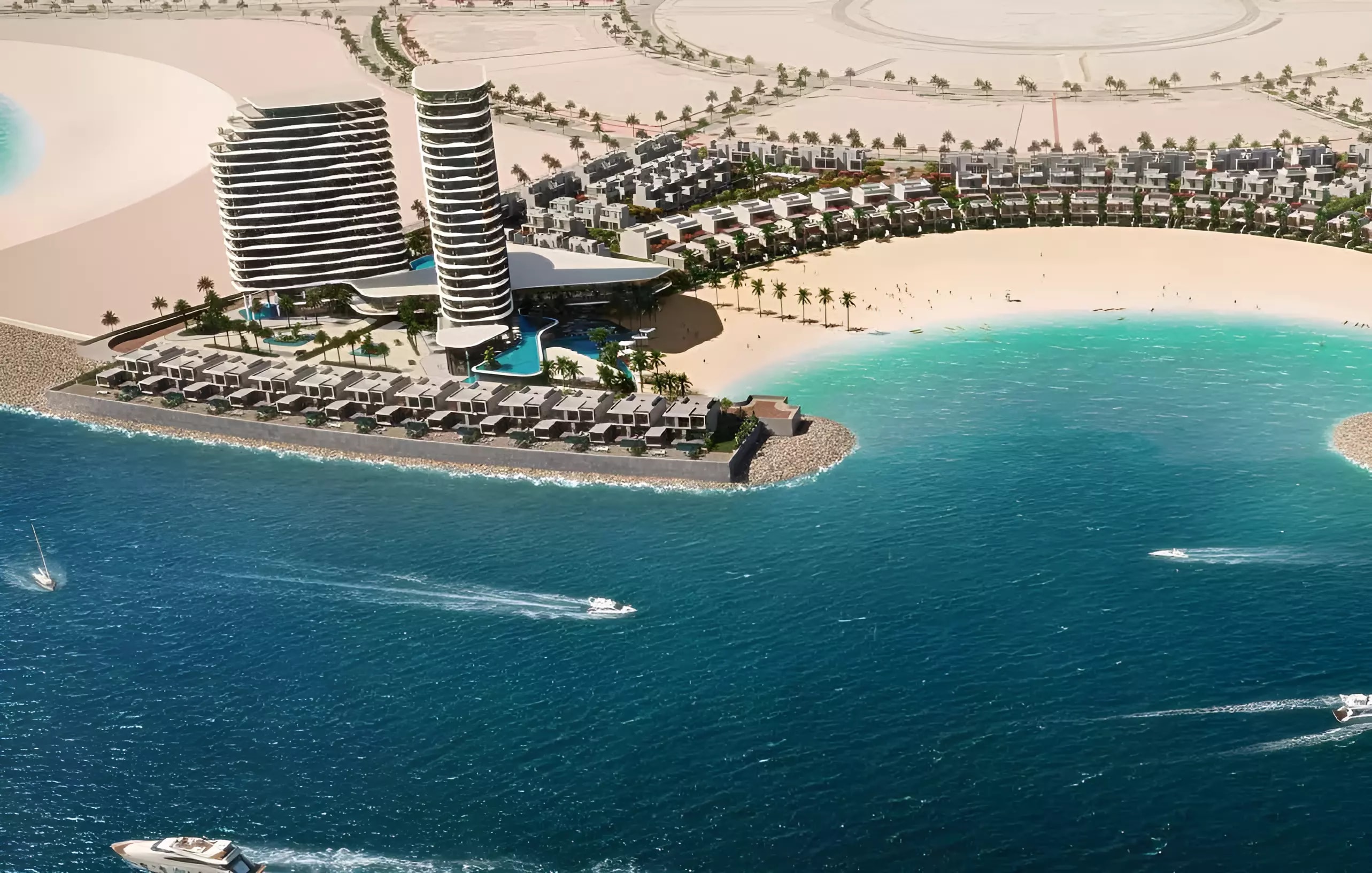 Impressie van Al Danah Residential Tower, woningen van Dubai Investment Properties in Al Marjan Island, Ras Al Khaimah