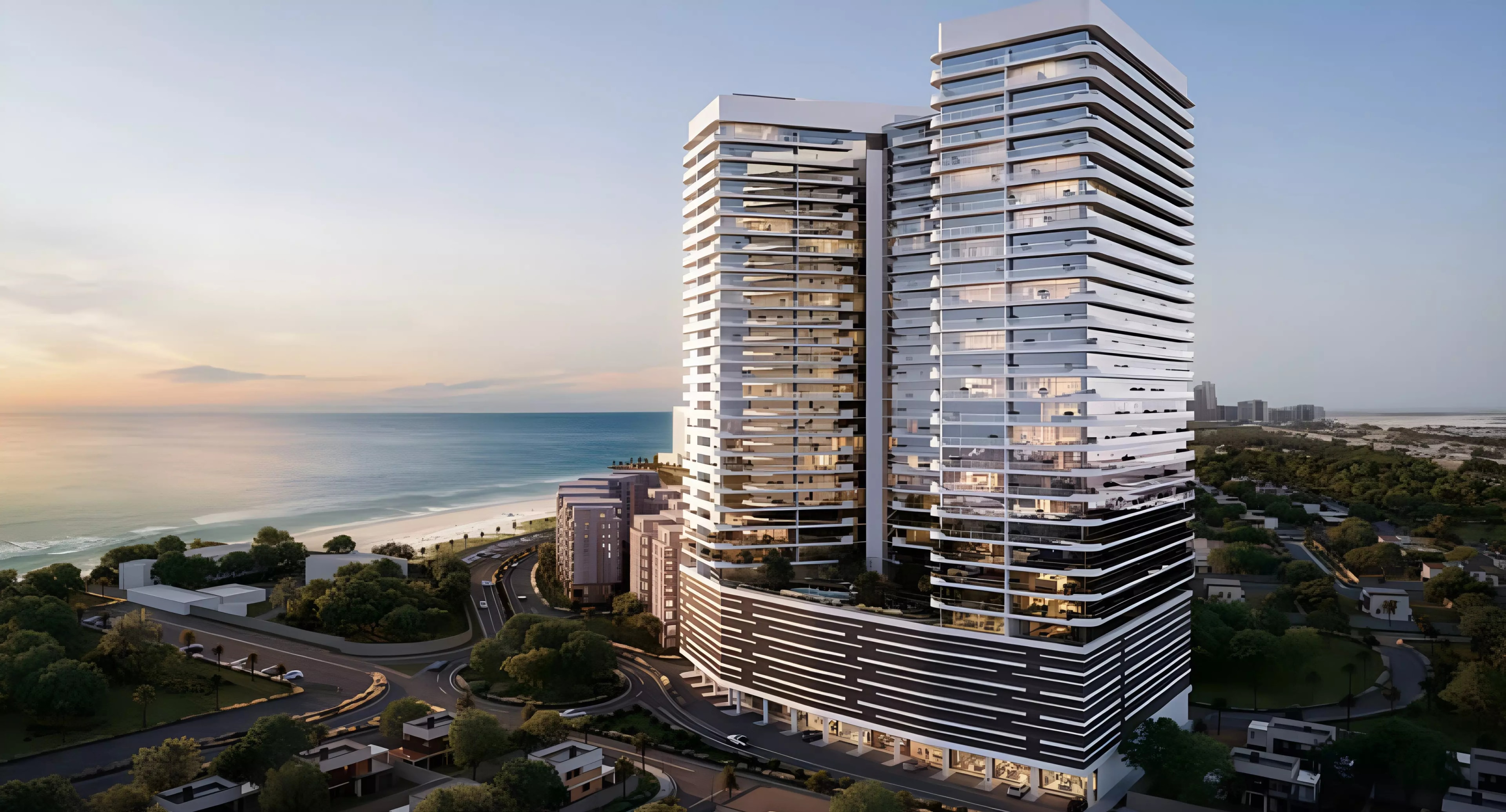 Impressie van Amwaj Tower, appartementen van Azha Development in Al Rumaila 1, Ajman