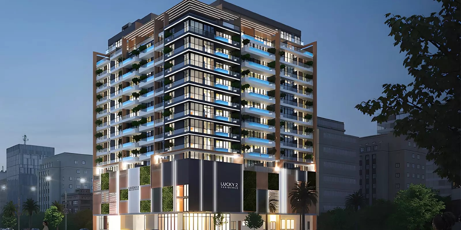 Impressie van Lucky 2 Residence, woningen van Lucky Aeon Real Estate Development in Jumeirah Village Circle, Dubai