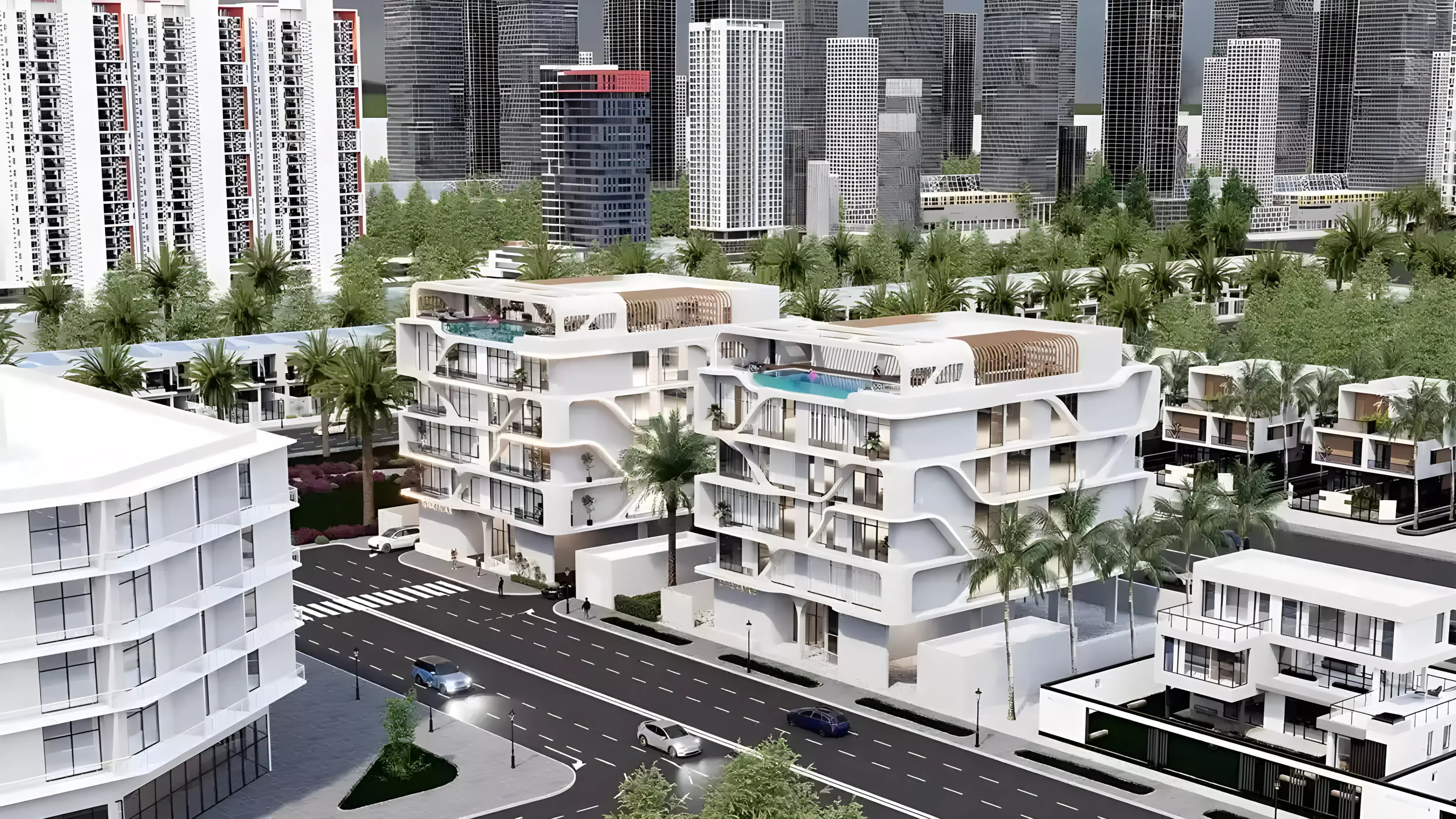 Impressie van Route 66, appartementen van deerfield in Jebel Ali, Dubai