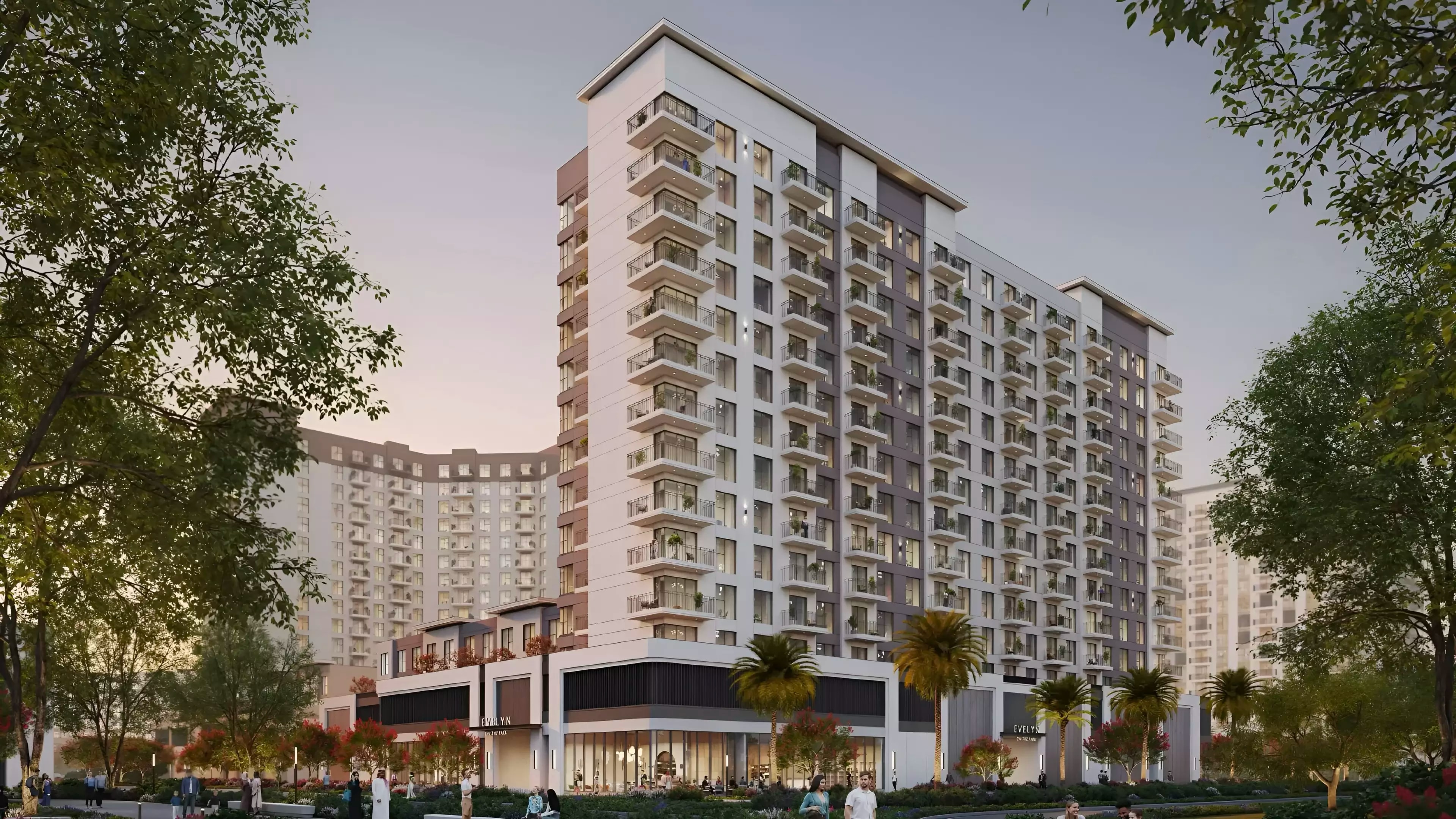 Impressie van Evelyn on the Park, appartementen van Nshama in Town Square, Dubai