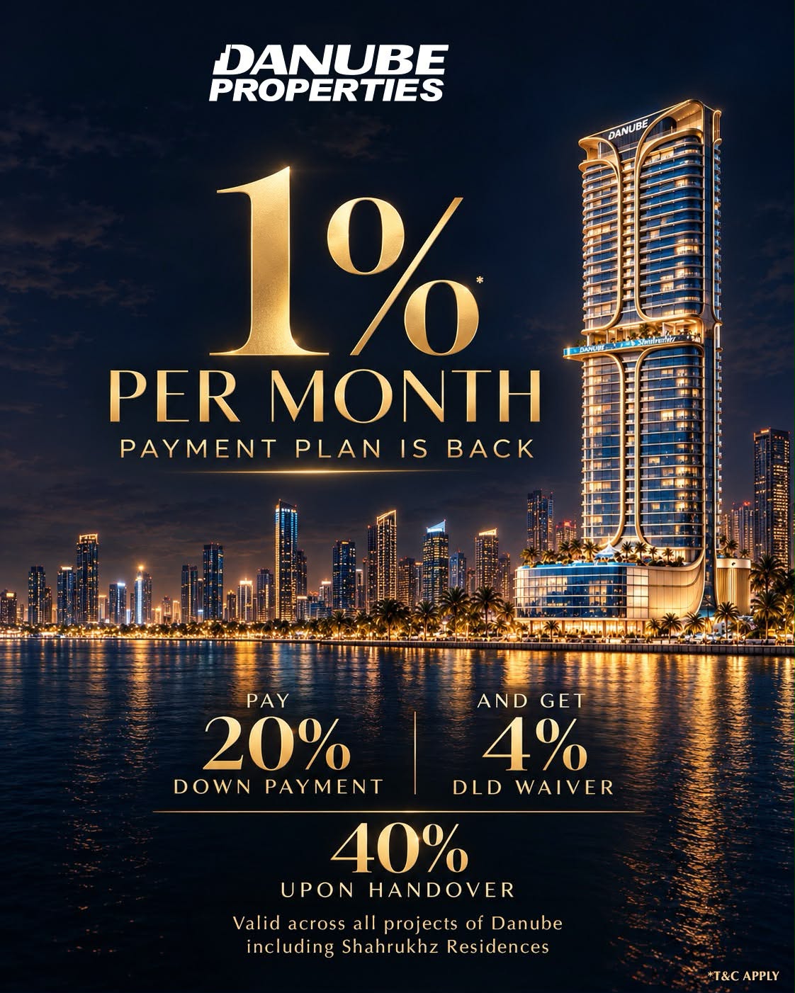 60/40 payment plan with 4% DLD waiver