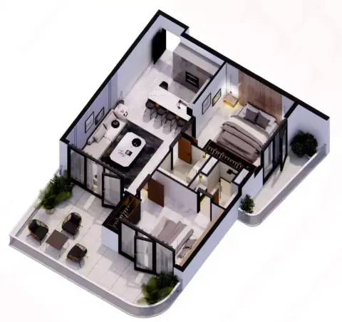 Plattegrond van 2 slaapkamers in Golden Woods Albab Views