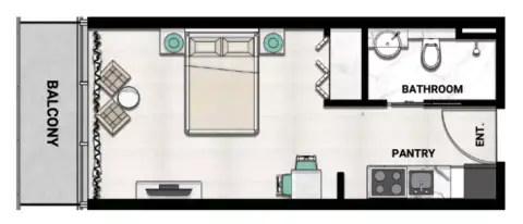 Plattegrond van Studio in Dusit Rijas Residence