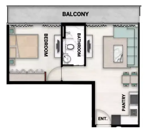 Plattegrond van 1 slaapkamer in Dusit Rijas Residence