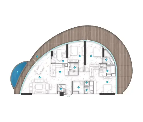 Plattegrond van 3 slaapkamers in Dusit Rijas Residence