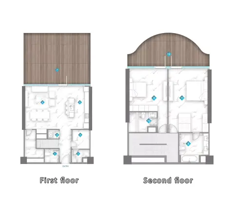 Plattegrond van 2 slaapkamers in Dusit Rijas Residence