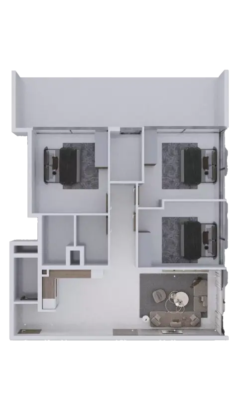Plattegrond van 3 slaapkamers in AG Ark Tower