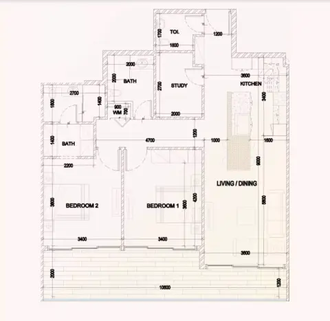 Plattegrond van 2 slaapkamers in Bling Avenue