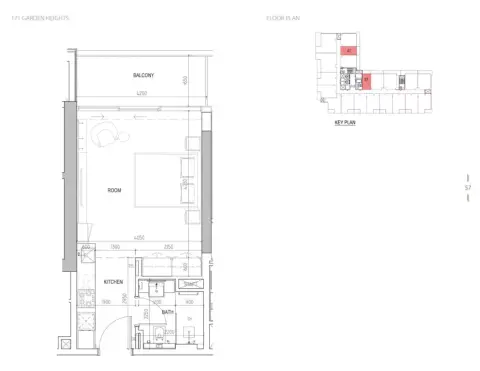 Plattegrond van Studio in 171 Garden Heights