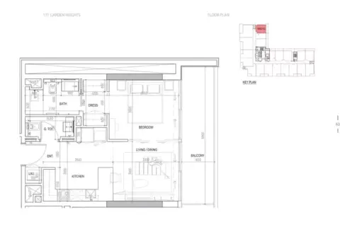 Plattegrond van 1 slaapkamer in 171 Garden Heights