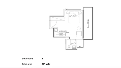 Plattegrond van Studio in AUM Residence
