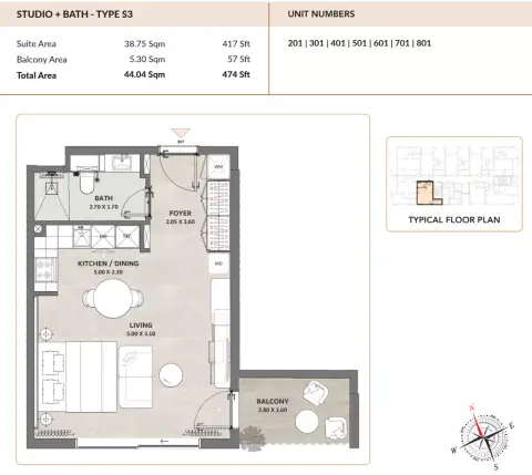 Plattegrond van Studio in Enso Amber