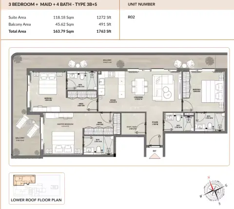 Plattegrond van 3 slaapkamers in Enso Amber