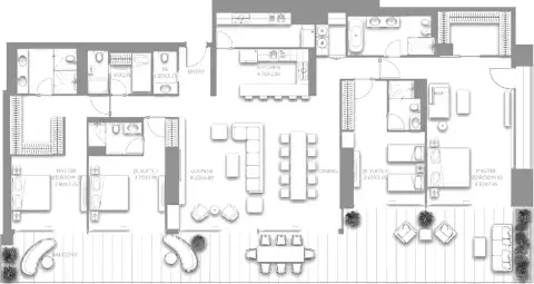 Plattegrond van 4 slaapkamers in Fairmont Residences Solara Tower By Sol