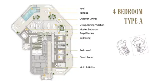 Plattegrond van 4 slaapkamers in One Sankari