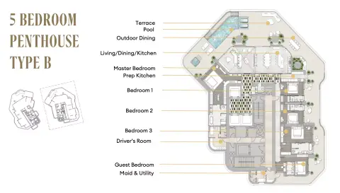 Plattegrond van 5 slaapkamers in One Sankari