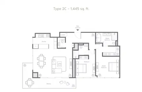 Plattegrond van 2 slaapkamers in Banyan Tree Residences Aurelia