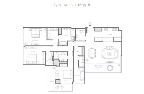 Plattegrond van 3 slaapkamers in Banyan Tree Residences Aurelia